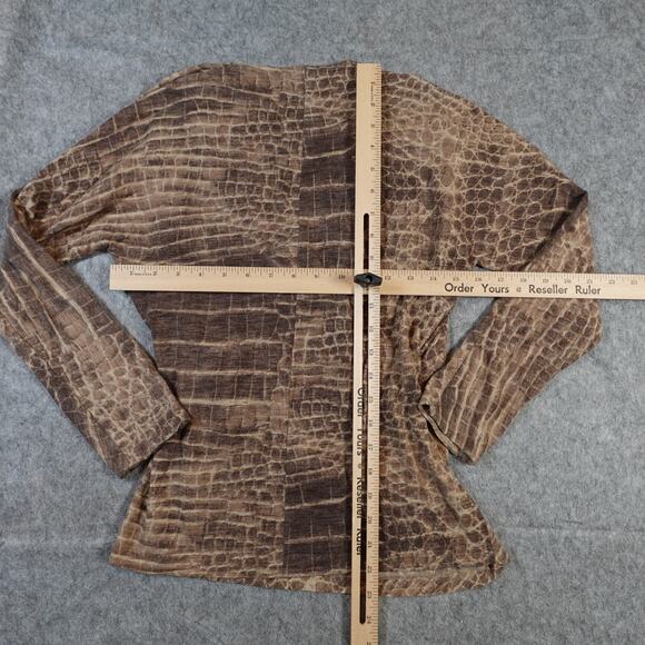 MaxMara Sweater Womens S/M? Wool Blend Faux Wrap Knit Animal Print Surplice - Picture 5 of 8